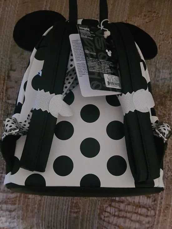 Loungefly Minnie Polka Dot Pearl Mini Backpack - Picture 4 of 6
